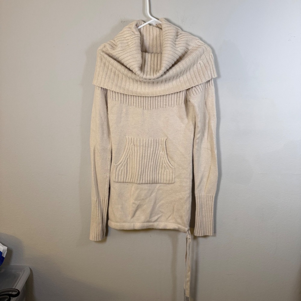 Sleeping on Snow Anthropologie‎ Cream Cowl Neck Sweater Rabbit Hair Blend Small